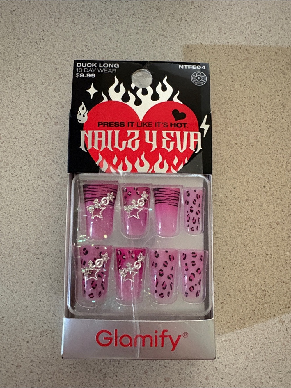 glam Pink Leopard & Rhinestone Press-On Nail Set